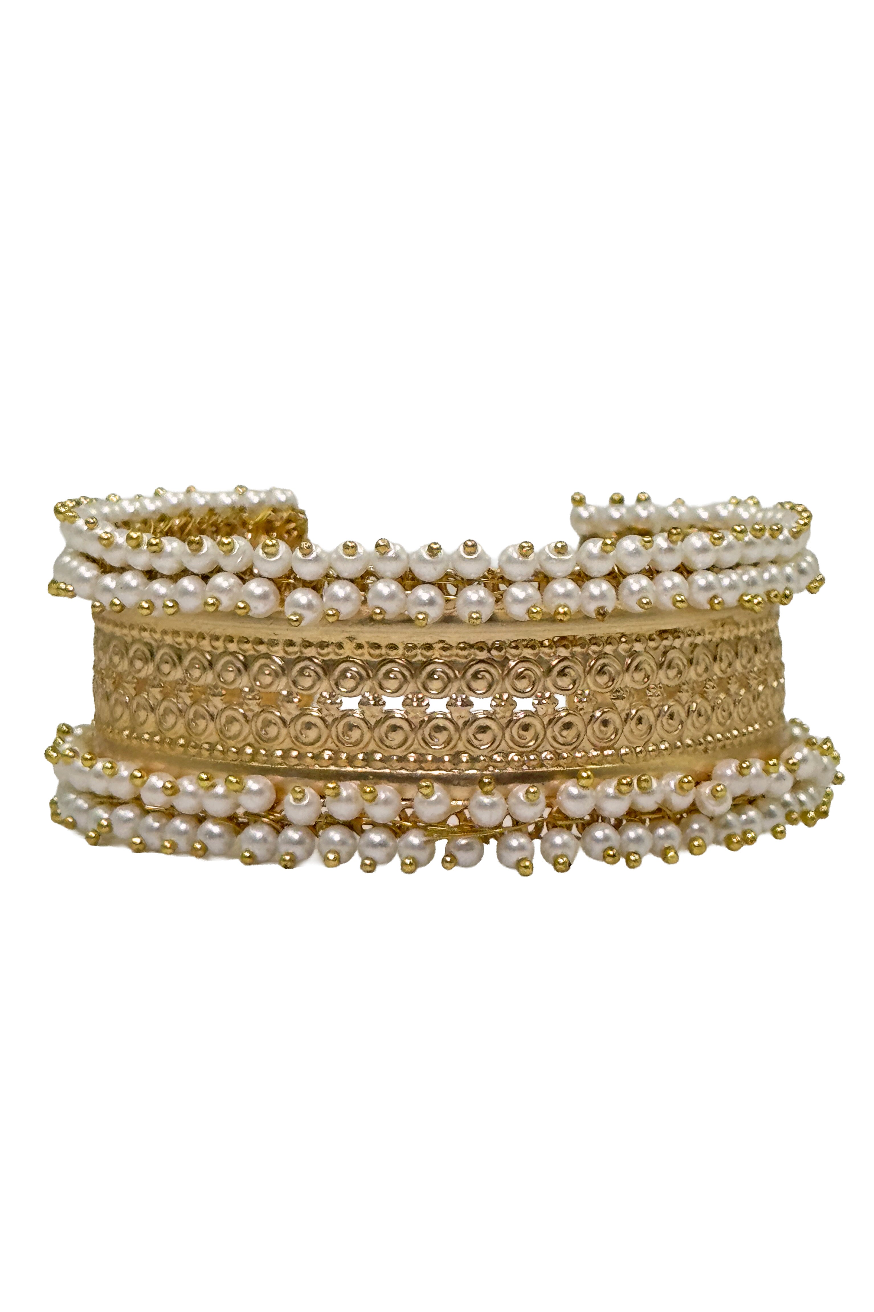 HANDMADE SPIRAL PATTERN KADA WITH PEARLS