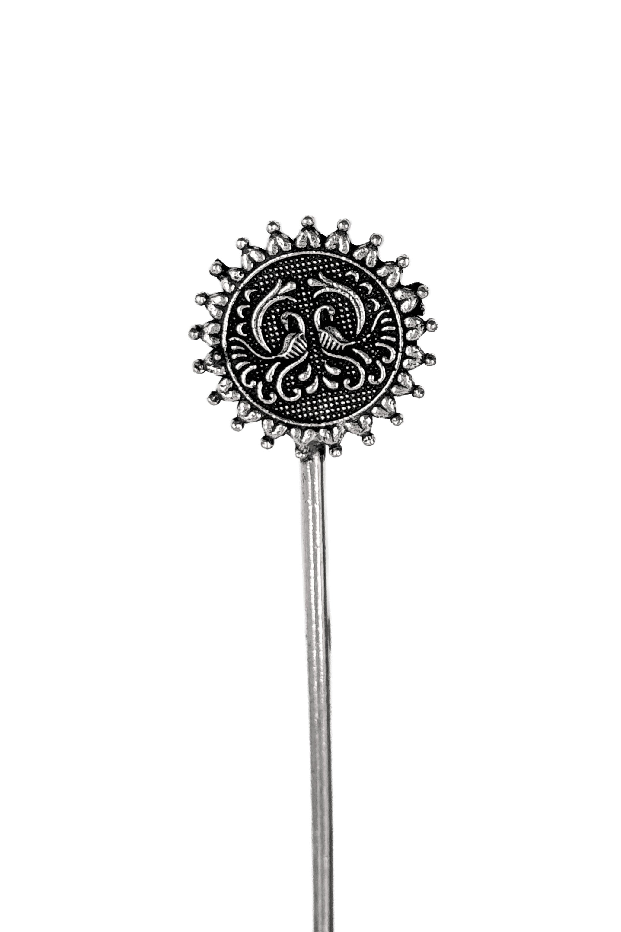 OXIDISED SILVER HAIR STICK COMBO - 5