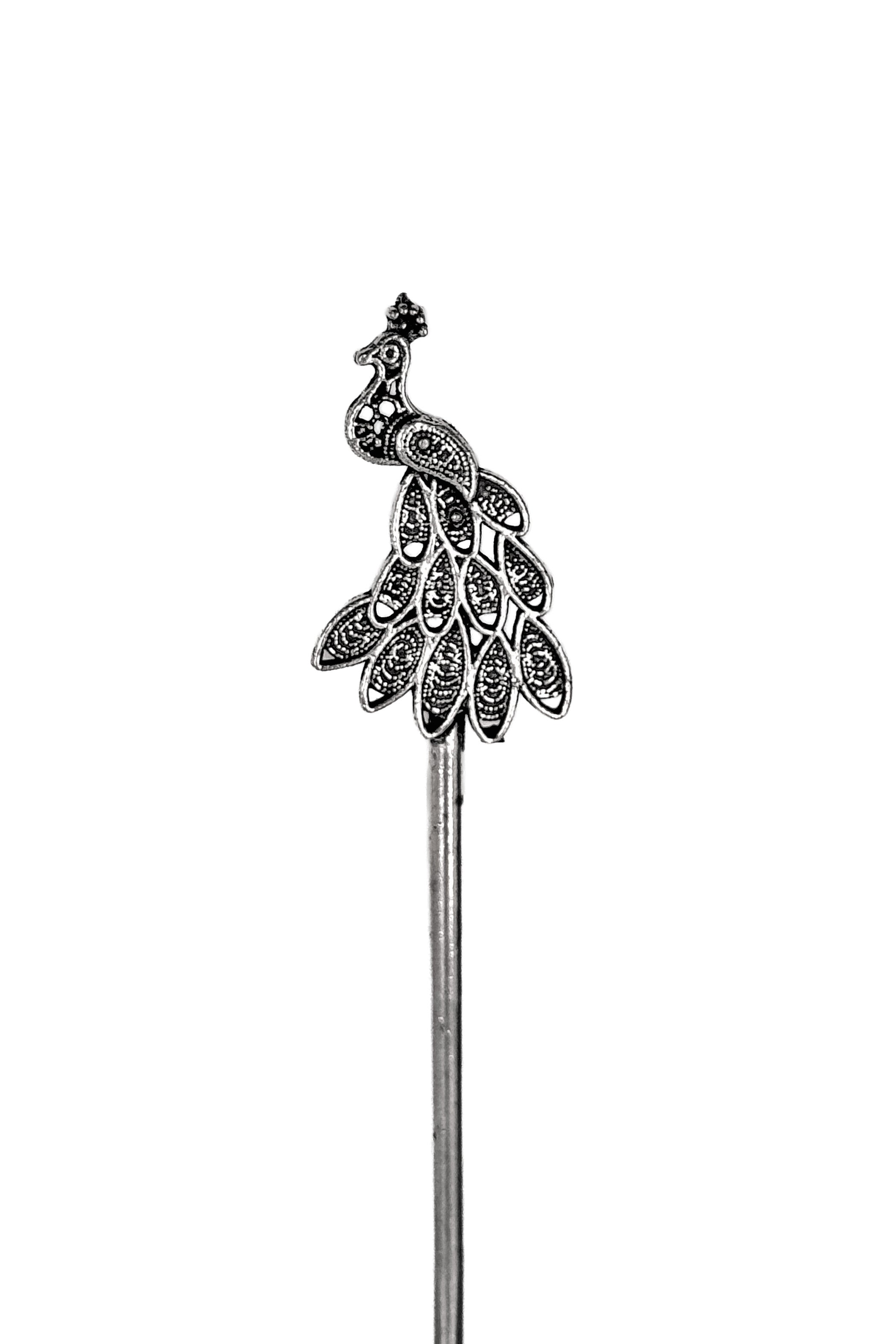 OXIDISED SILVER HAIR STICK COMBO - 3