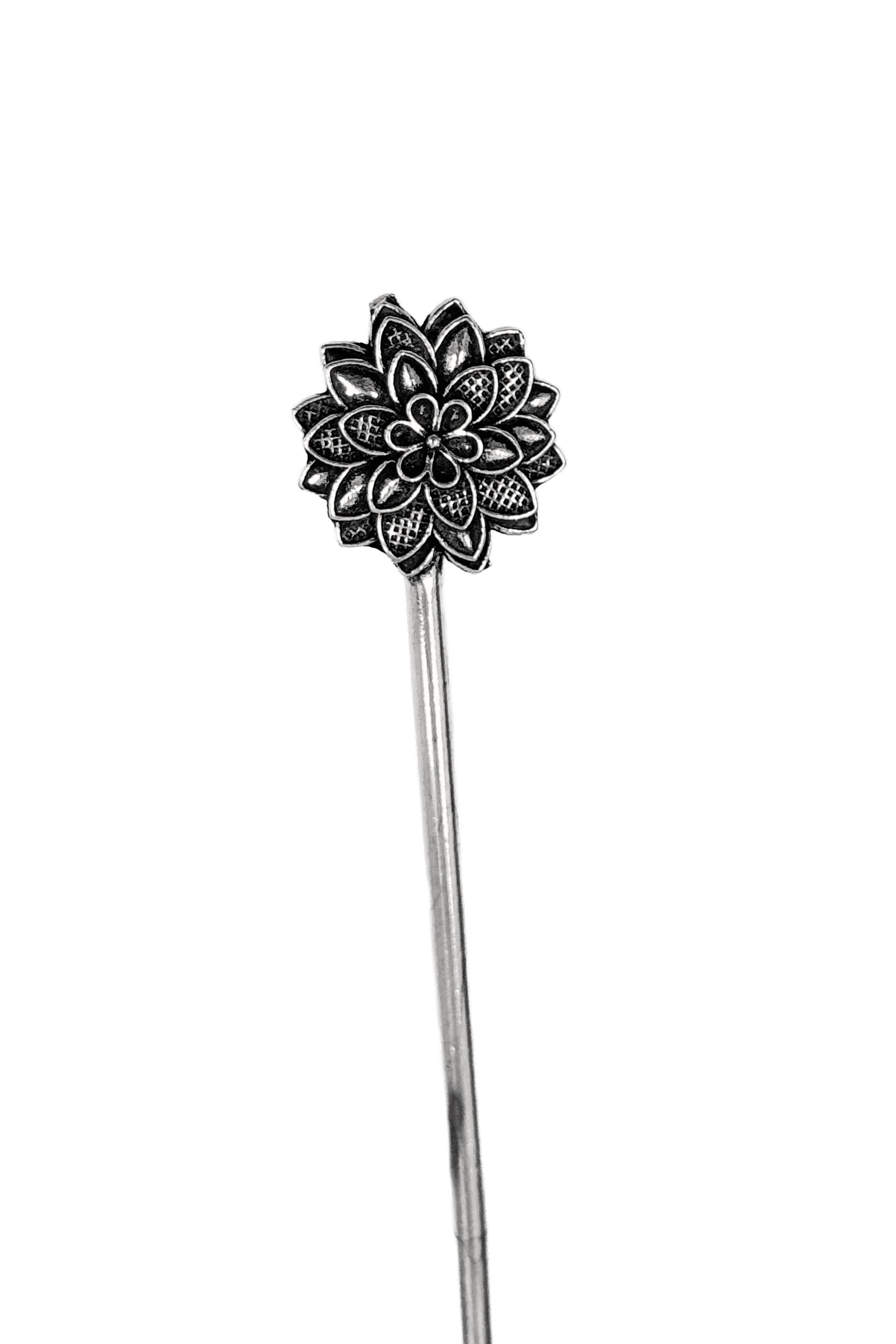 OXIDISED SILVER HAIR STICK COMBO - 2