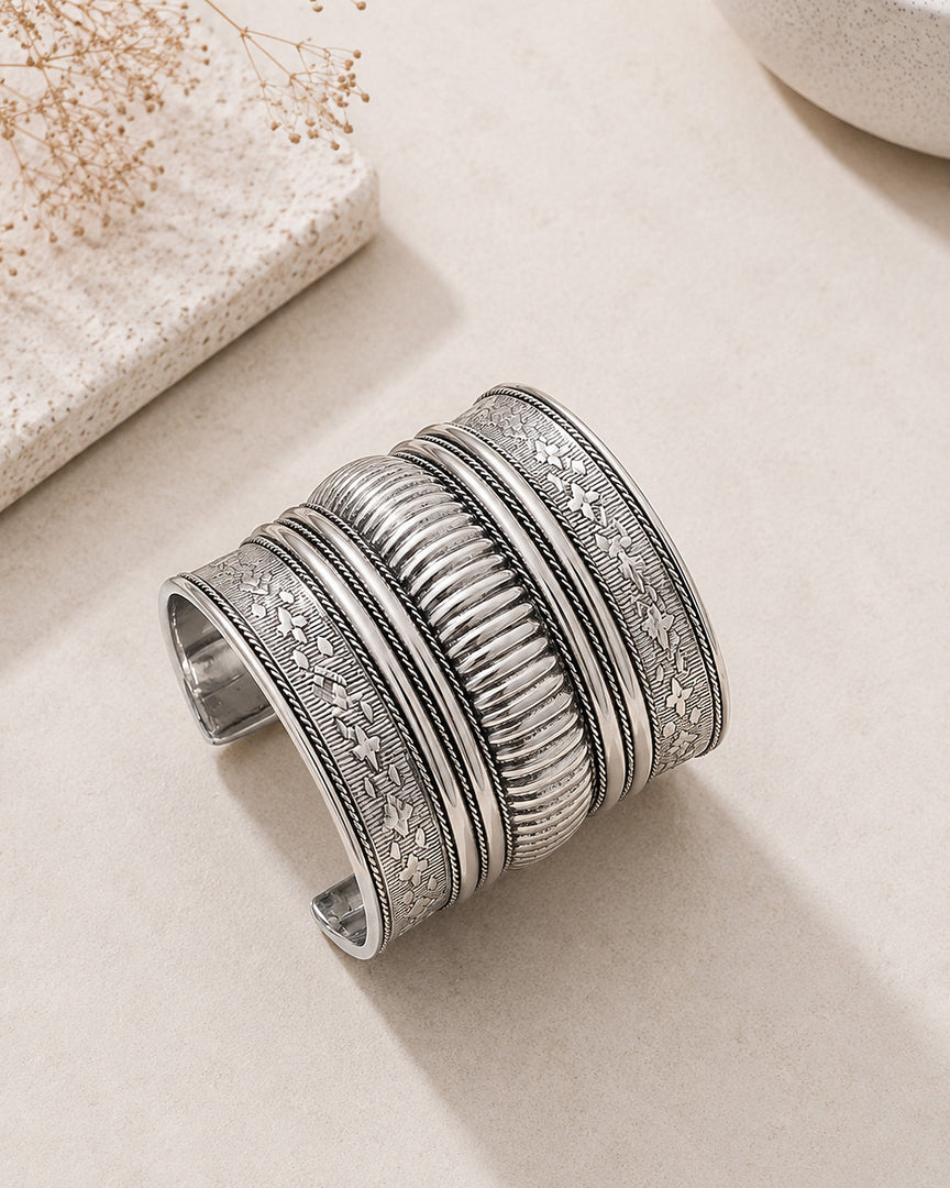 Ayushi Oxidised Silver Kada