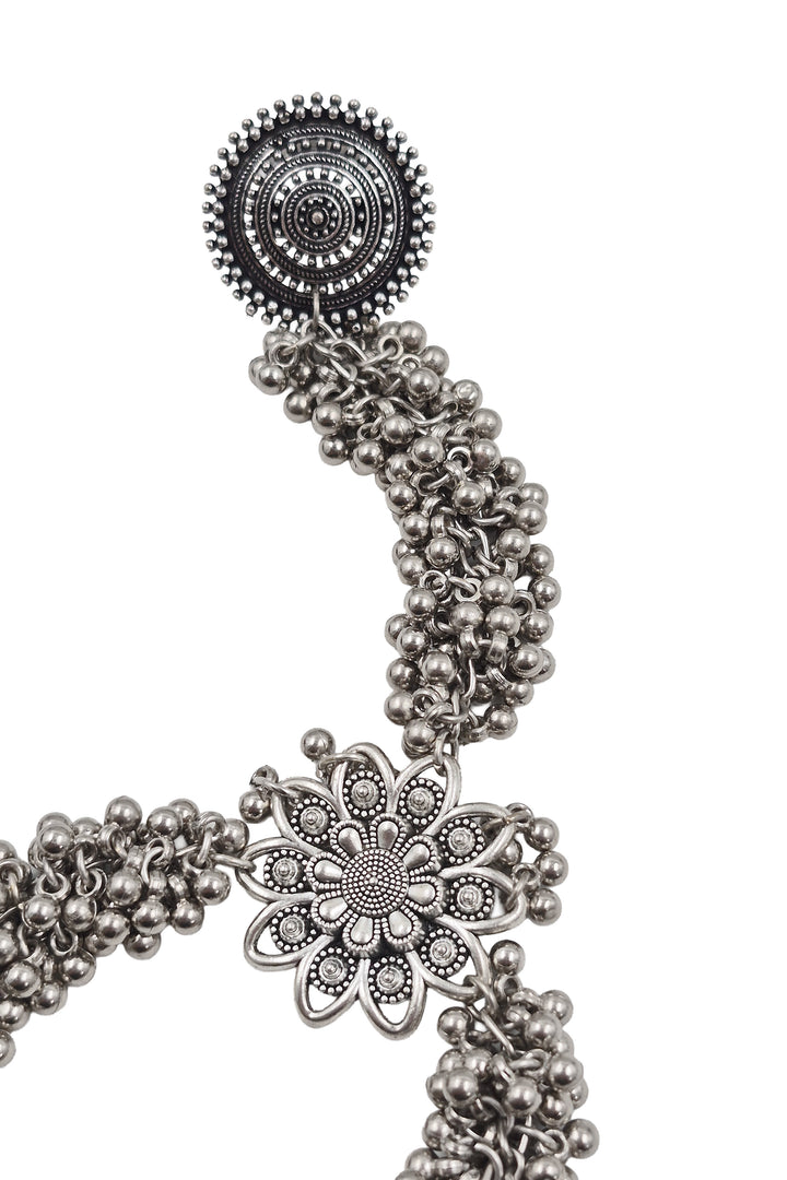 Radha Oxidised Silver Ghungroo Finger Ring Bracelet Kada