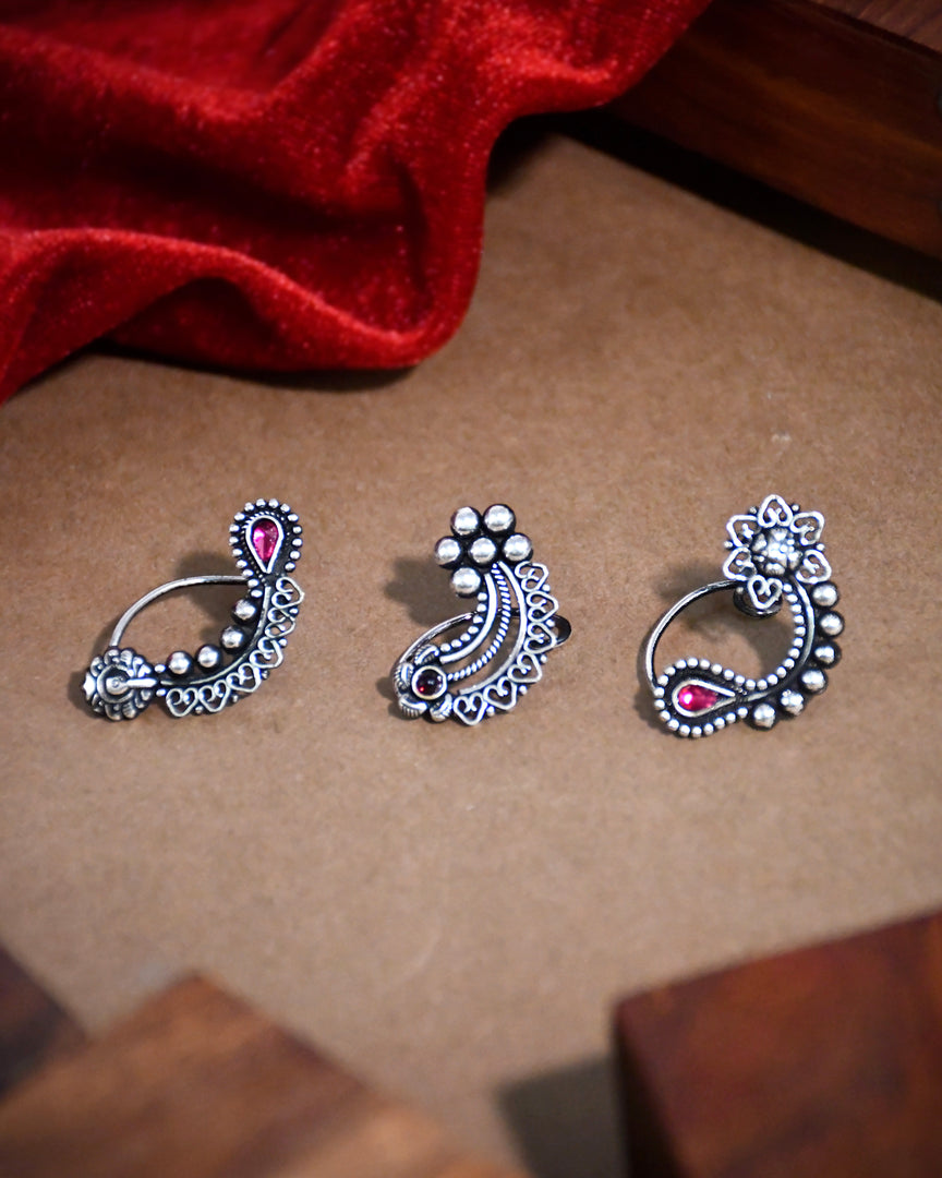 Unique Oxidised Maharashtrian Nosepin Combo Of 3