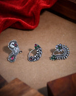 Load image into Gallery viewer, Designer Oxidised Maharashtrian Nosepin Combo Of 3