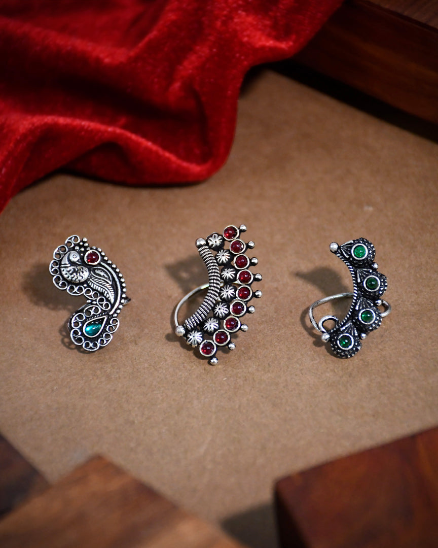 Riva Oxidised Maharashtrian Nosepin Combo Of 3