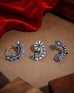 Load image into Gallery viewer, Kriti Oxidised Maharashtrian Nosepin Combo Of 3