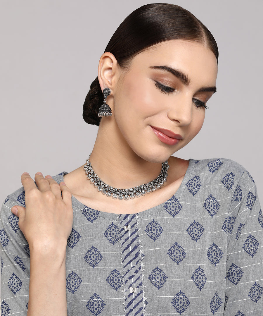 DIYA SILVER OXIDISED JEWELLERY SET COMBO