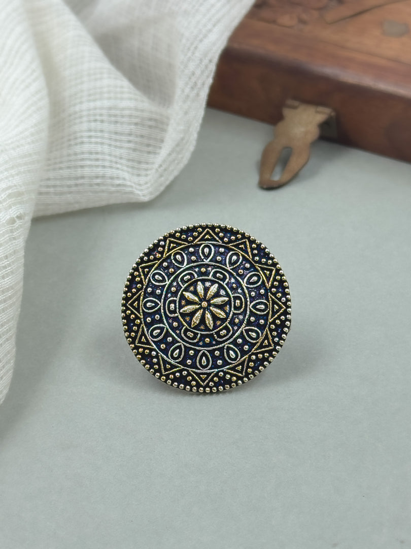Aarohi Two Tone Oxidised Ring