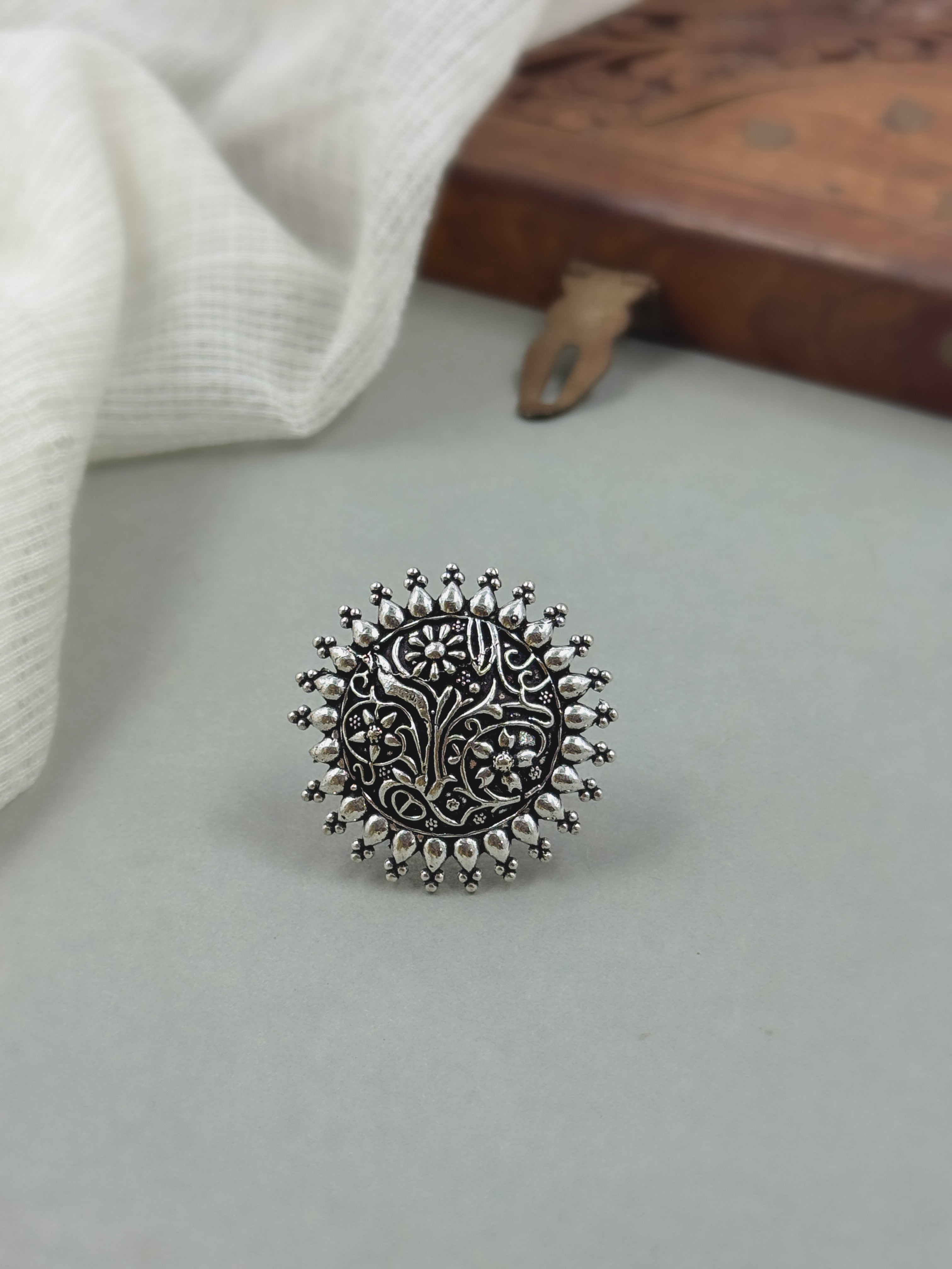 MEHAR DESIGNER OXIDISED SILVER RING