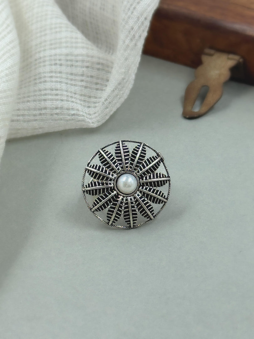 Mira Designer Oxidised Silver Ring