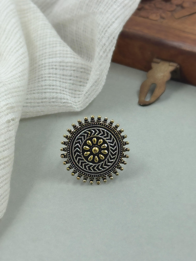 Isha Designer Oxidised Silver Ring