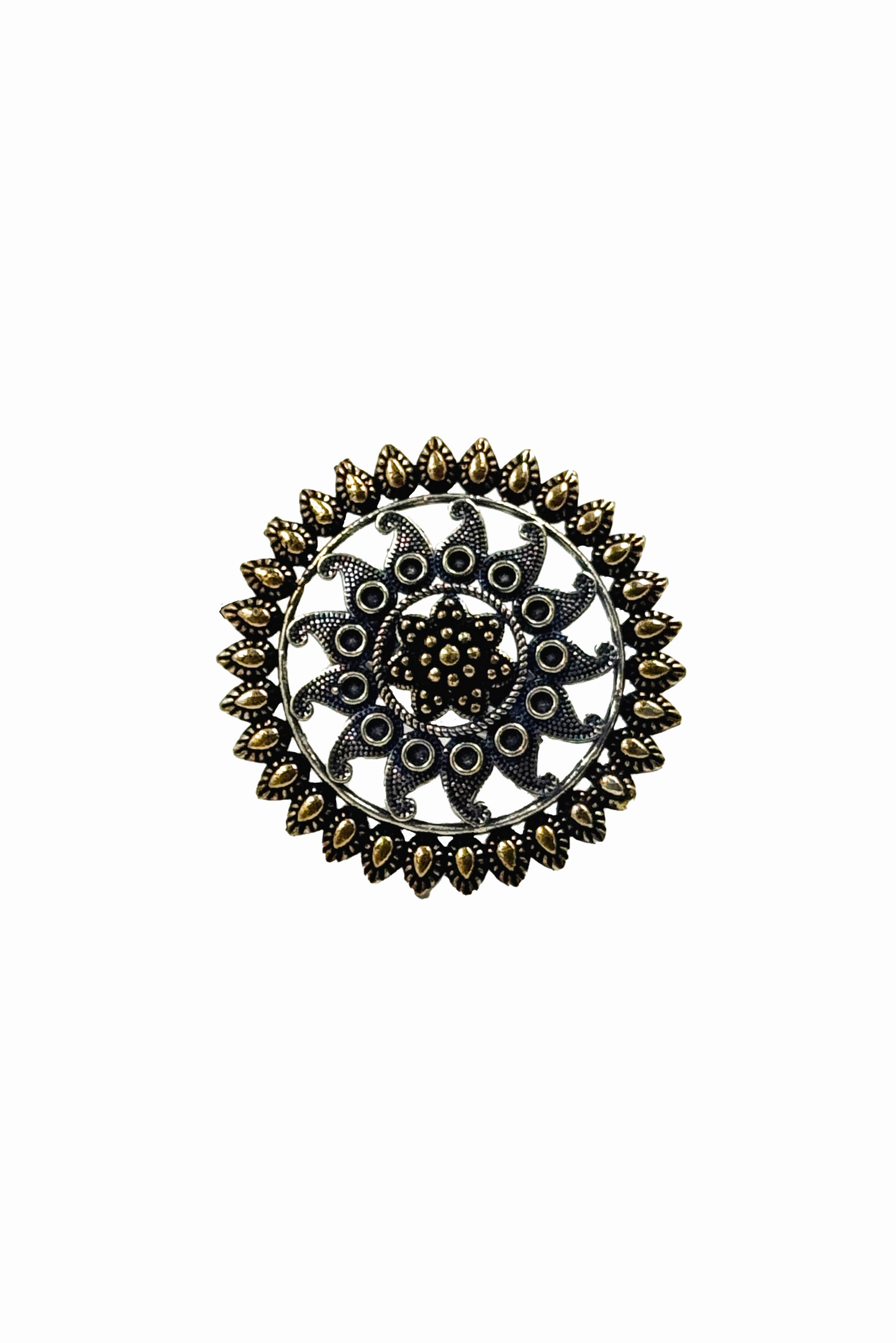 VEDIKA TWO TONE OXIDISED RING