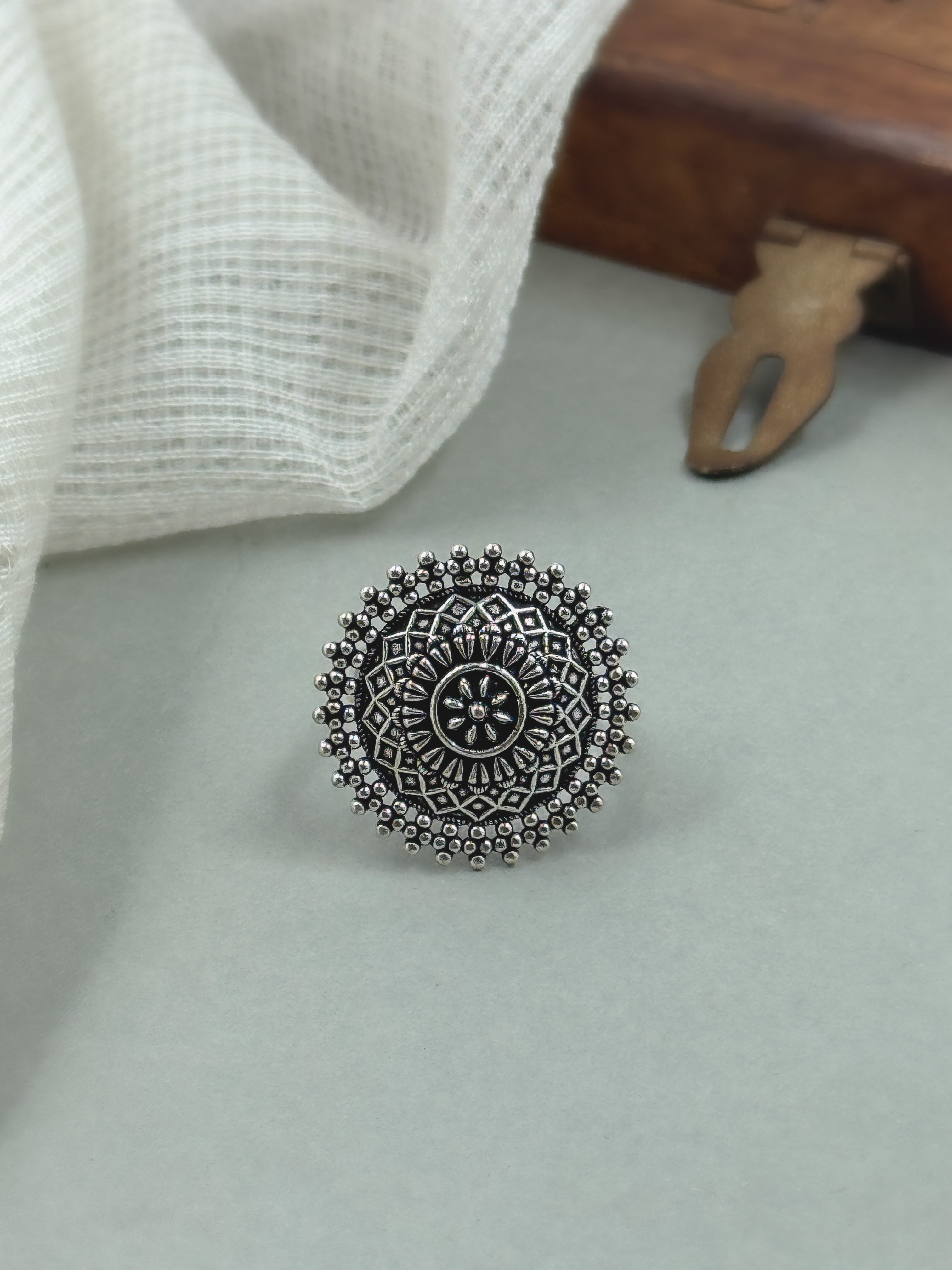 AARVI DESIGNER OXIDISED SILVER RING