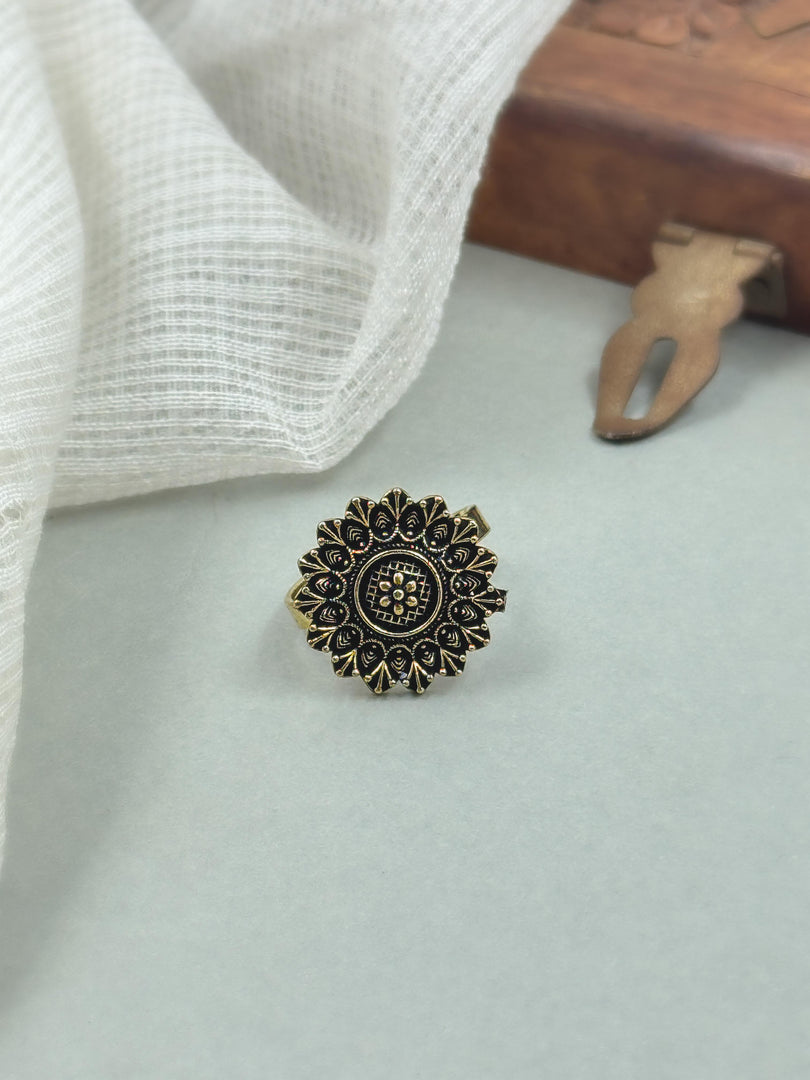 Maya Designer Oxidised Silver Ring