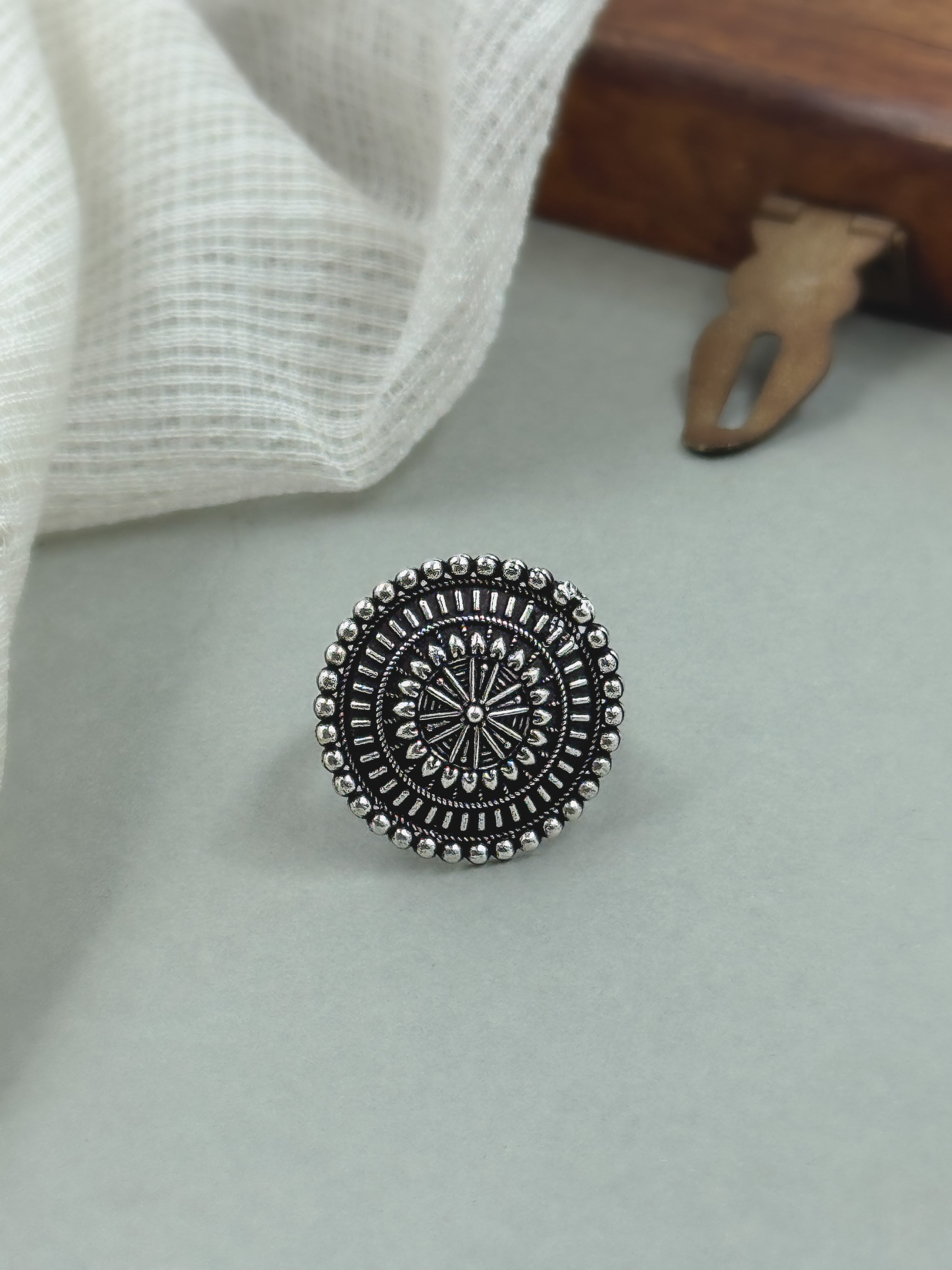 VAMIKA DESIGNER OXIDISED SILVER RING