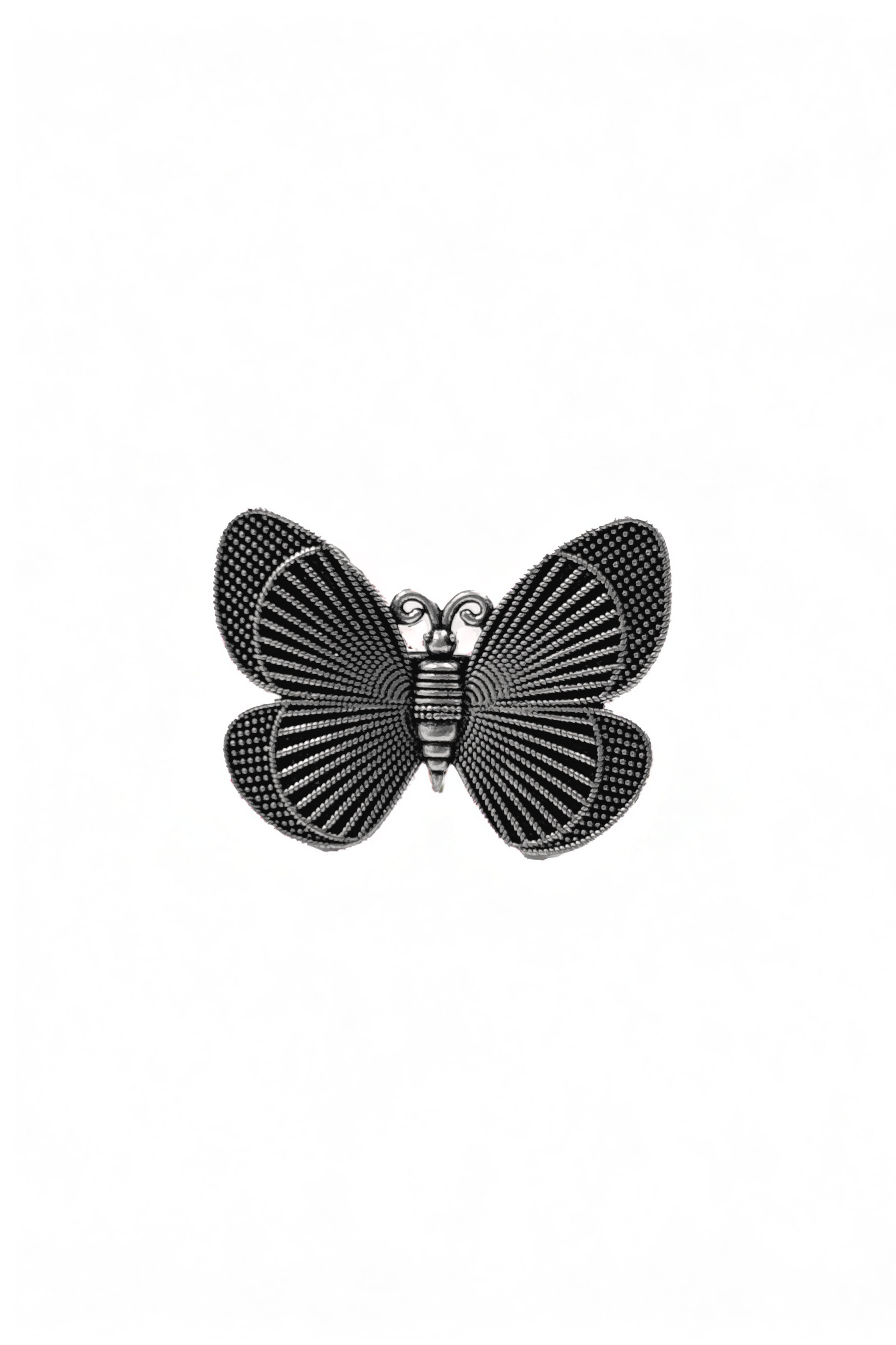 BUTTERFLY BLOOM OXIDISED SILVER RING