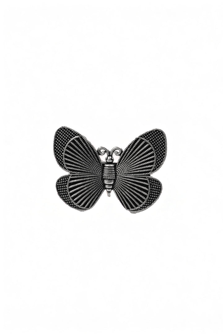 Butterfly Bloom Oxidised Silver Ring