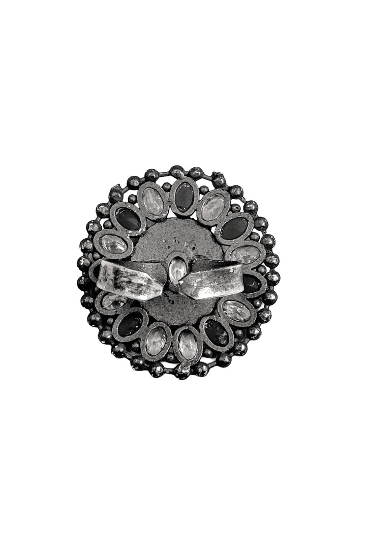 Mishika Oxidised Stone Ring
