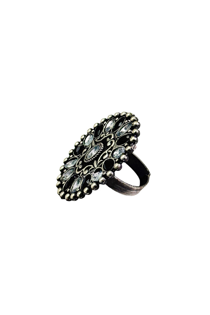 Mishika Oxidised Stone Ring