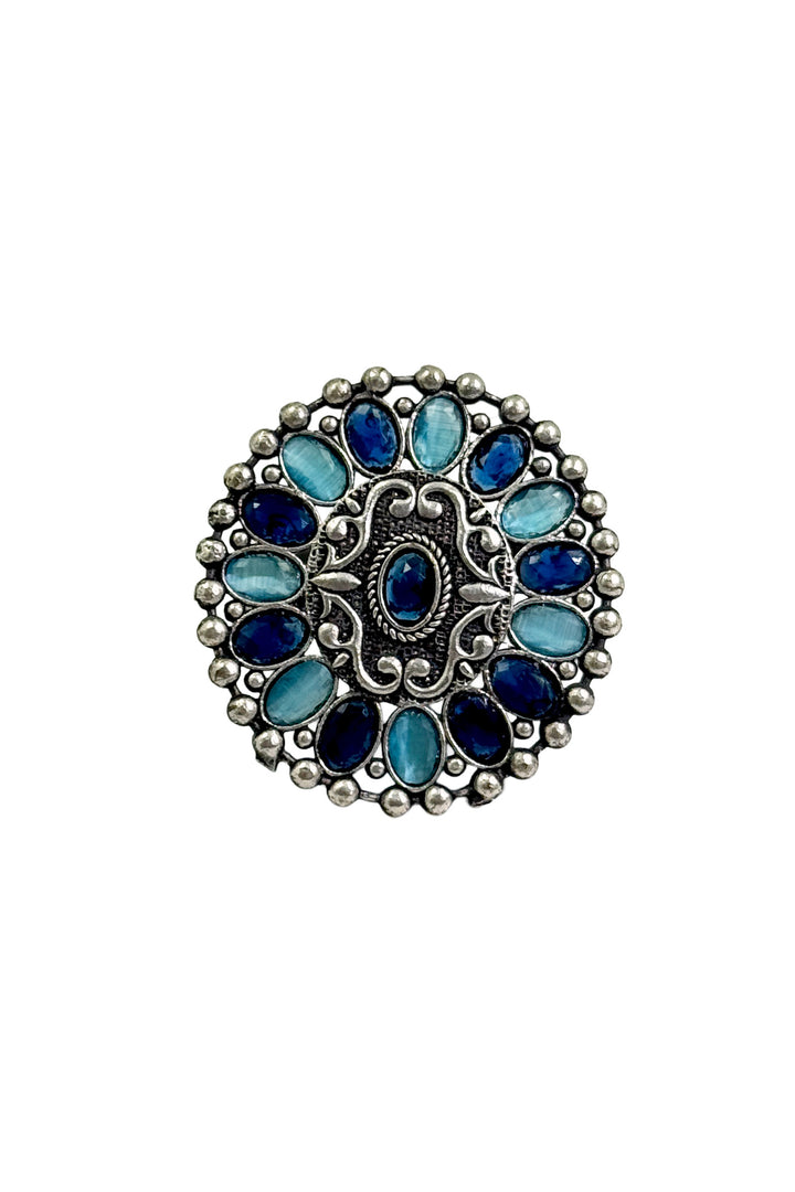 Mishika Oxidised Stone Ring