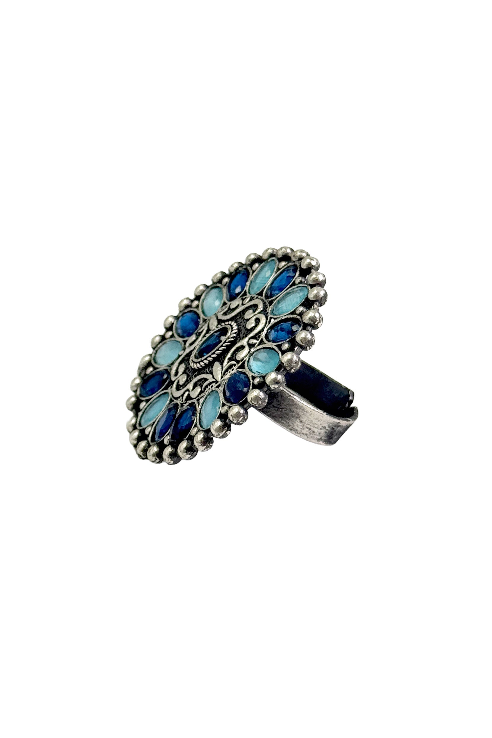 MISHKA OXIDISED STONE RING