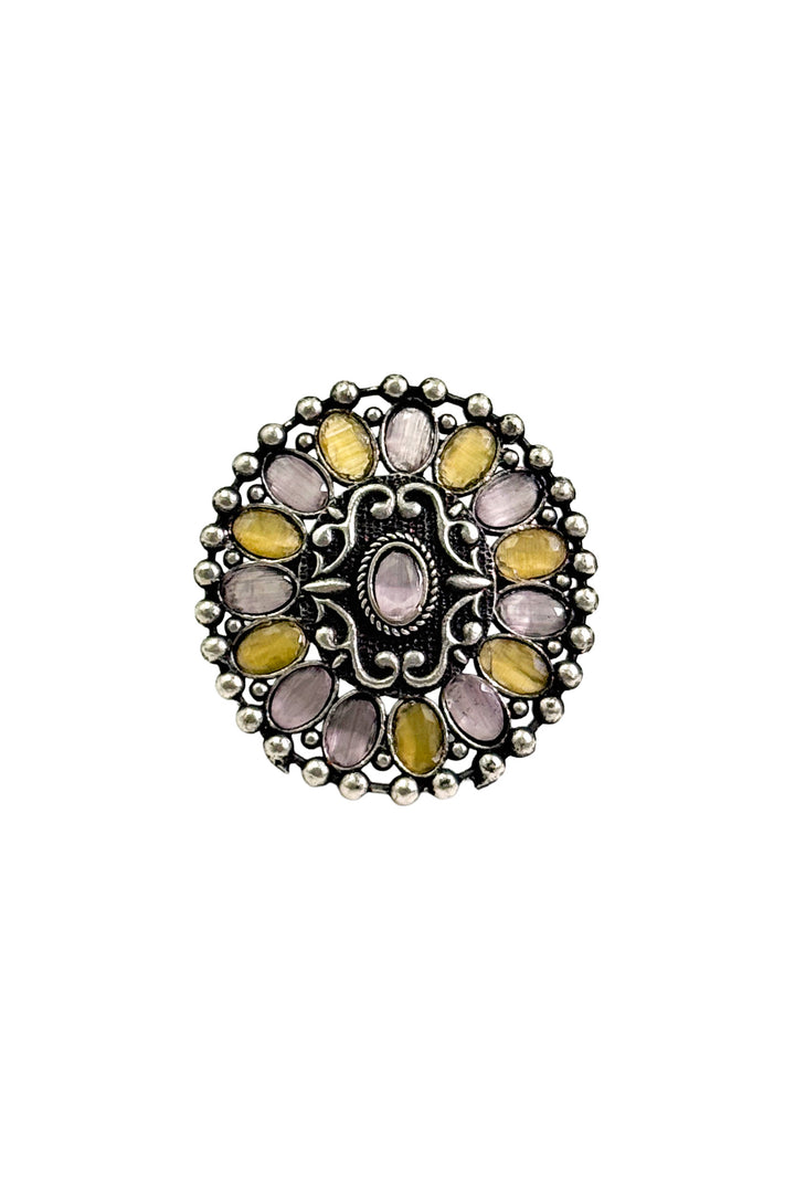 Mishika Oxidised Stone Ring