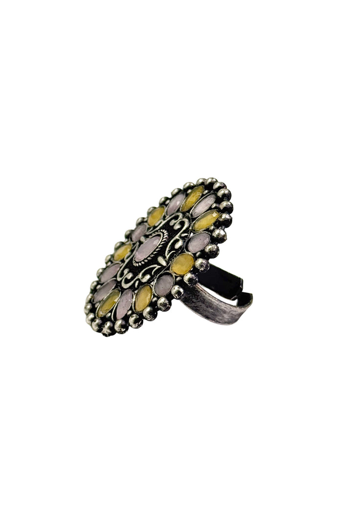 Mishika Oxidised Stone Ring