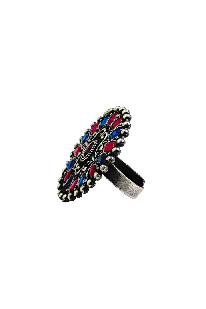 Mishika Oxidised Stone Ring