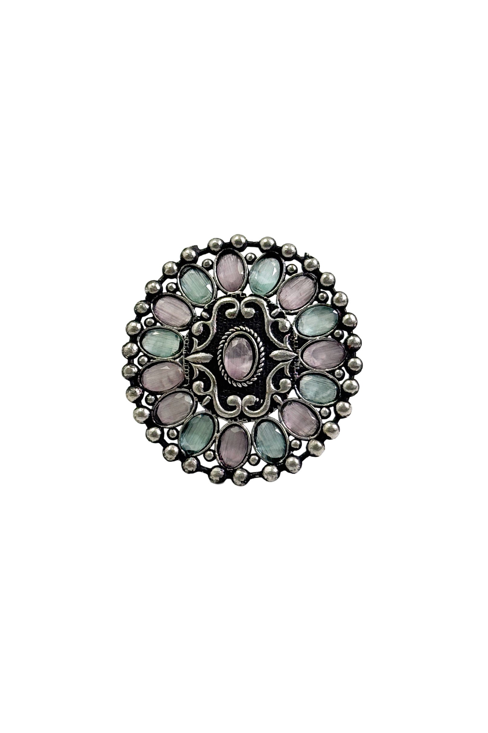 MISHKA OXIDISED STONE RING