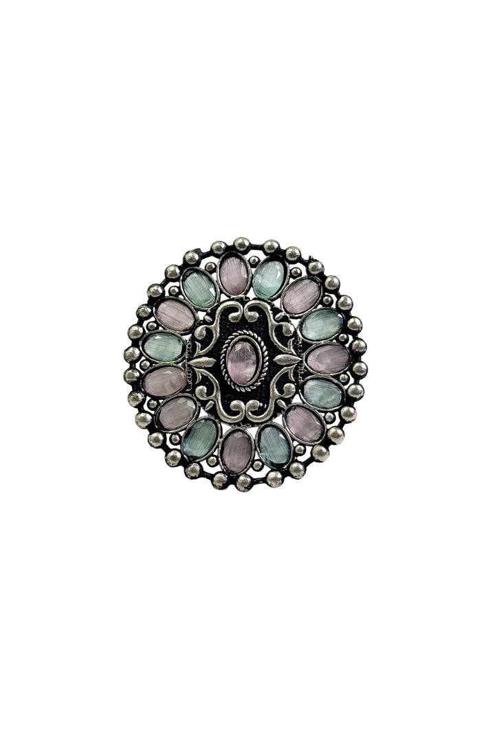 Mishika Oxidised Stone Ring