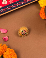 Load image into Gallery viewer, Designer statement ring from golden Rakshabandhan hamper - Naman Arts