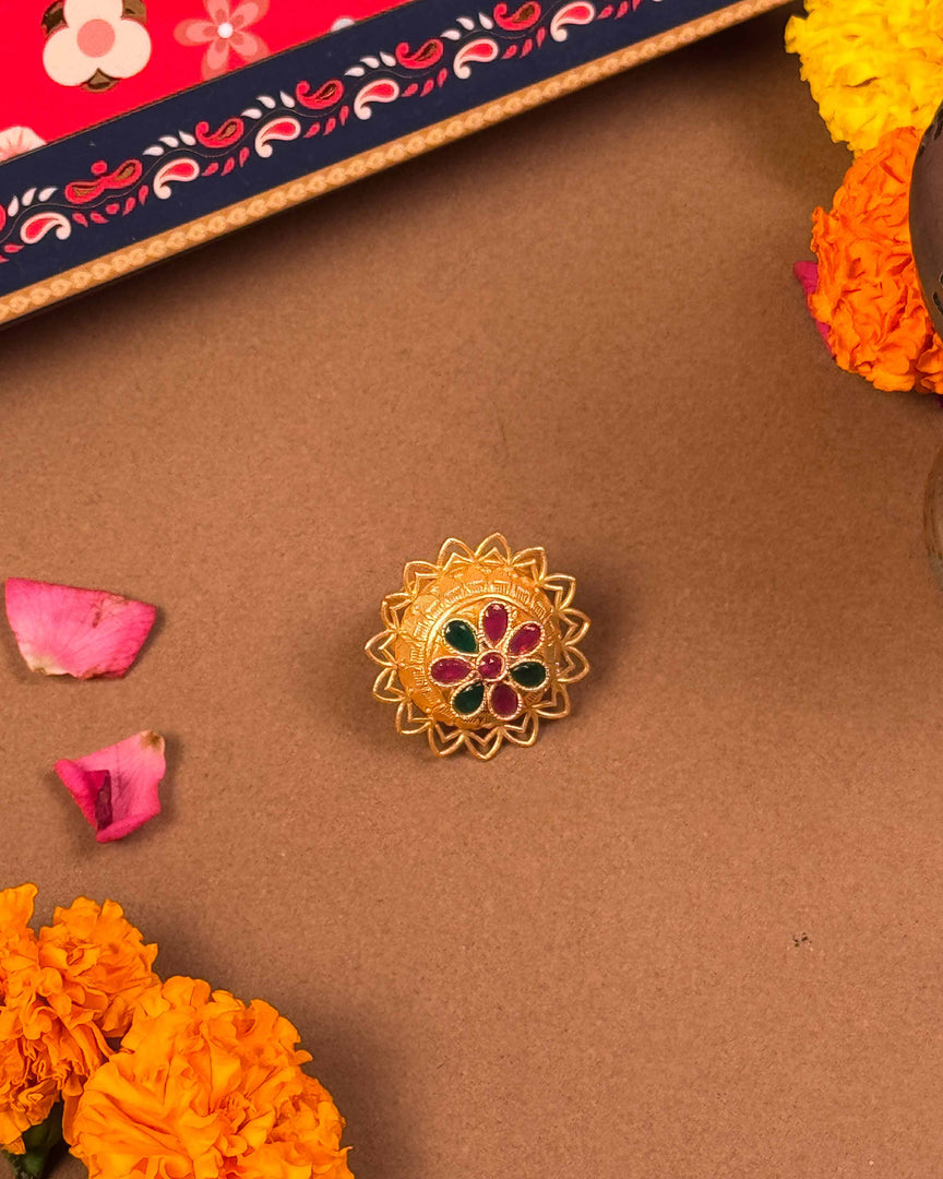 Designer statement ring from golden Rakshabandhan hamper - Naman Arts