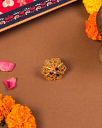 Load image into Gallery viewer, Designer statement ring detail from golden Rakshabandhan hamper - Naman Arts