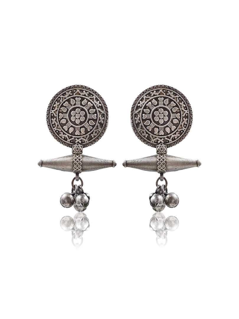 CHARVI SILVER LOOKALIKE DANGLER EARRINGS