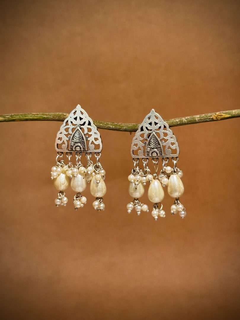 Advika Silver Lookalike Dangler Earrings