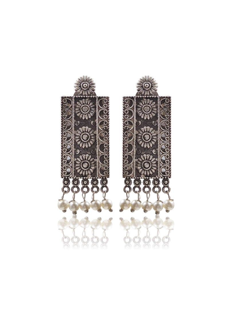 Ziva Silver Lookalike Dangler Earrings