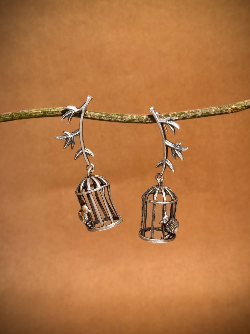 Nishva Silver Lookalike Dangler Earrings
