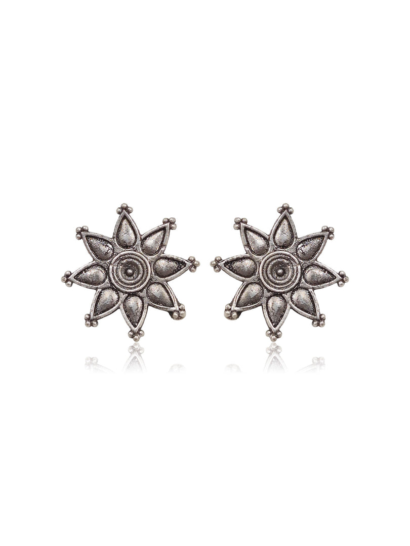 URVI SILVER LOOKALIKE STUD EARRINGS