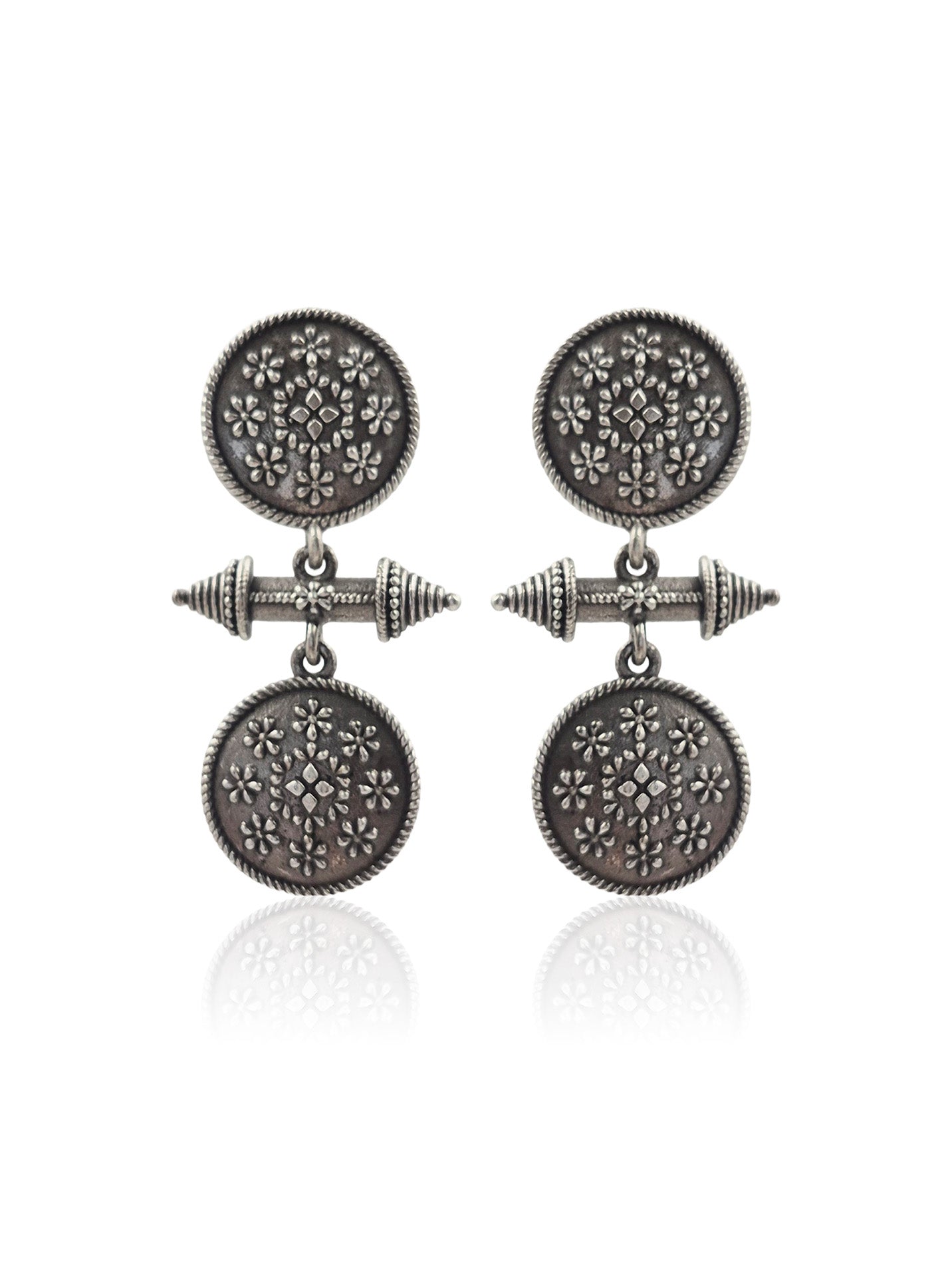 AALOKA SILVER LOOKALIKE DANGLER EARRINGS