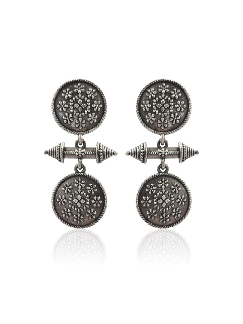 AALOKA SILVER LOOKALIKE DANGLER EARRINGS