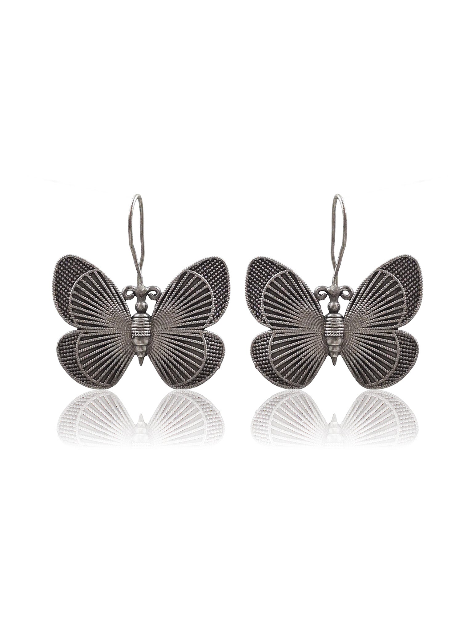 BUTTERFLY SILVER LOOKALIKE STUD EARRINGS