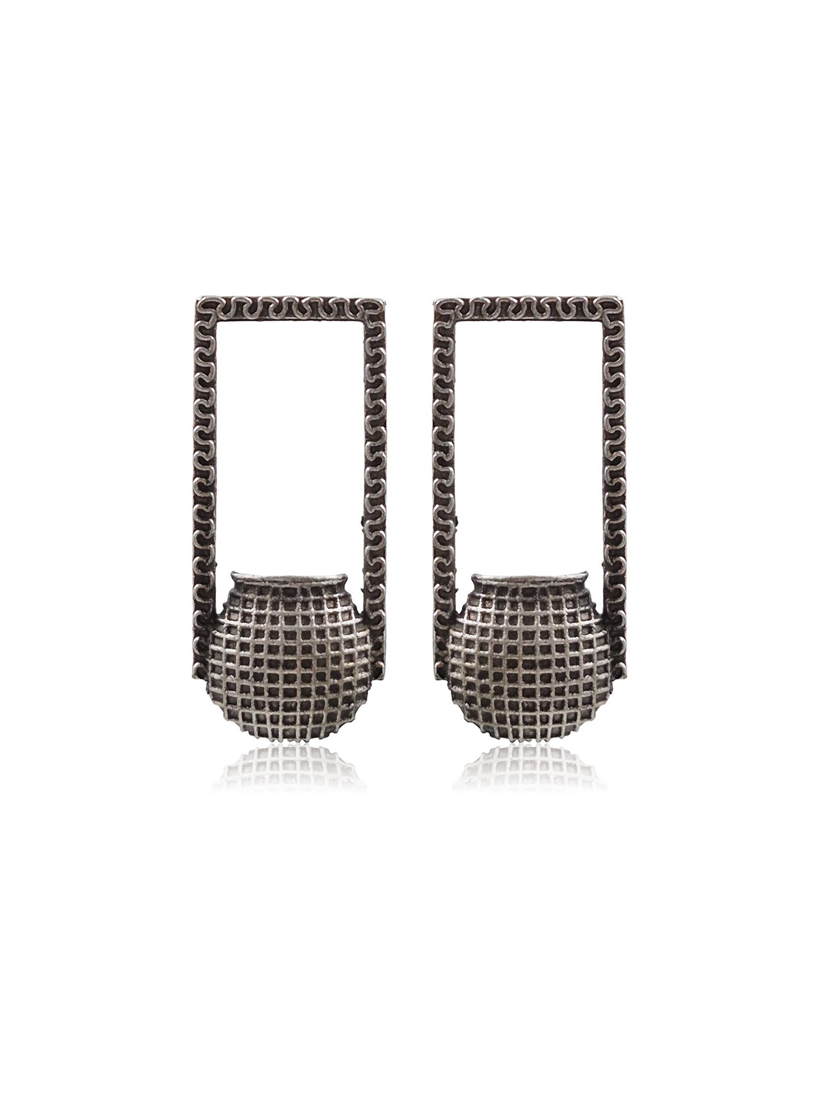 LUCY SILVER LOOKALIKE STUD EARRINGS