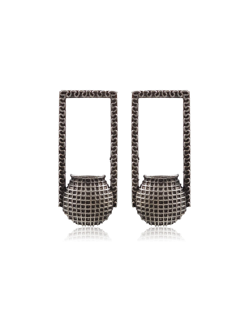 LUCY SILVER LOOKALIKE STUD EARRINGS