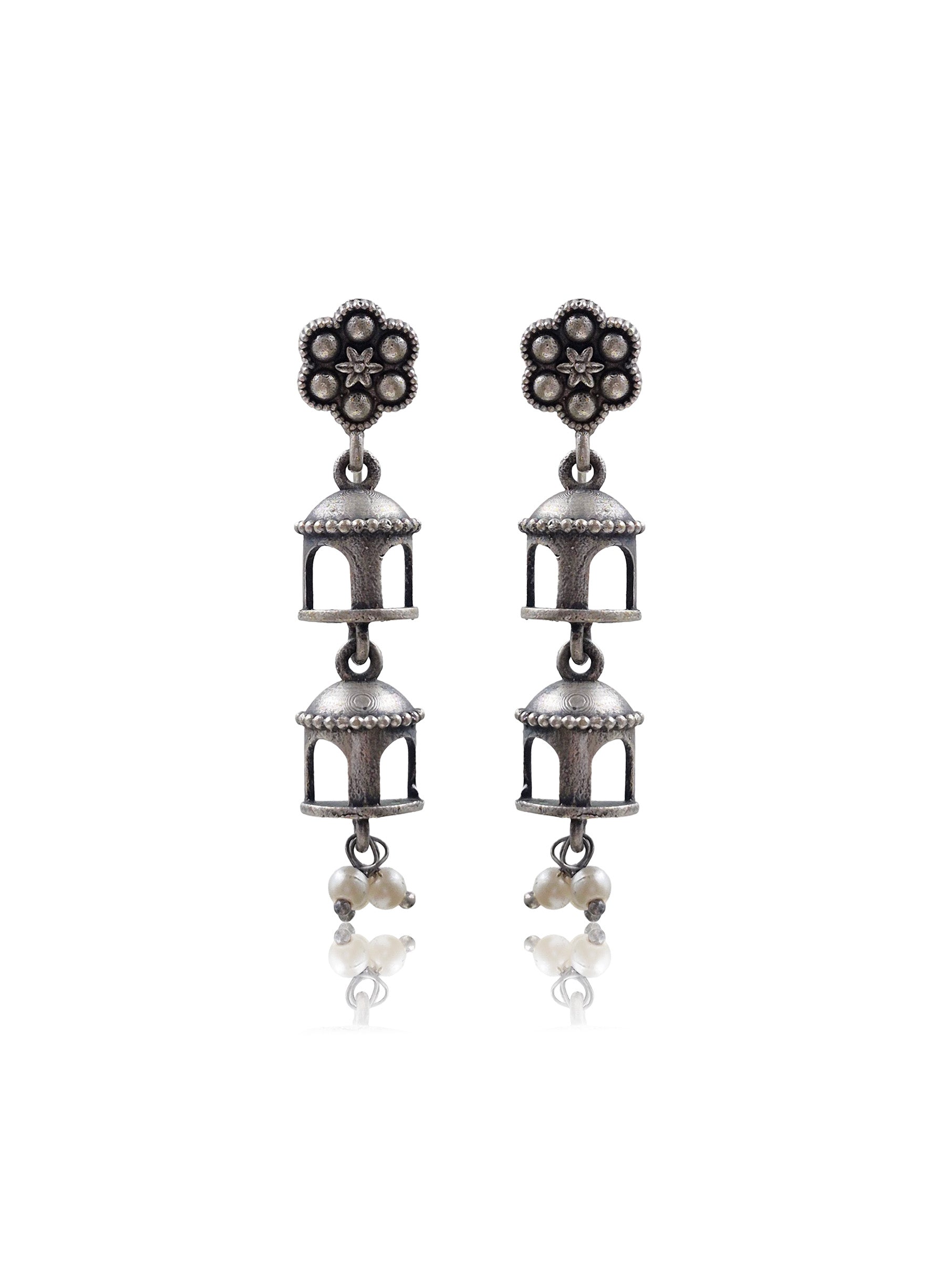 PHOOL MAHAL OXIDISED DANGLER EARRINGS