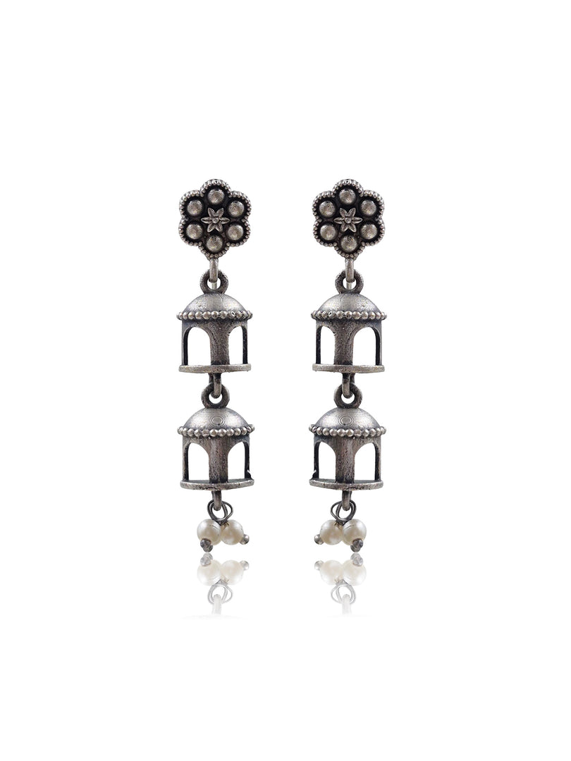 PHOOL MAHAL OXIDISED DANGLER EARRINGS