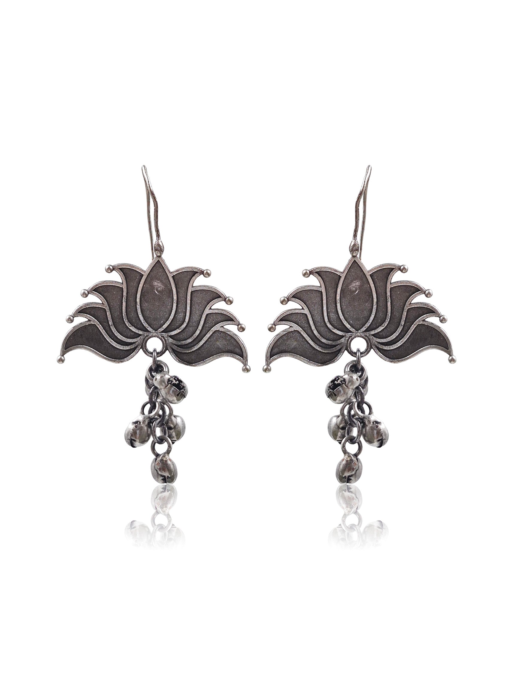 LOTUS SILVER LOOKALIKE DANGLER EARRINGS