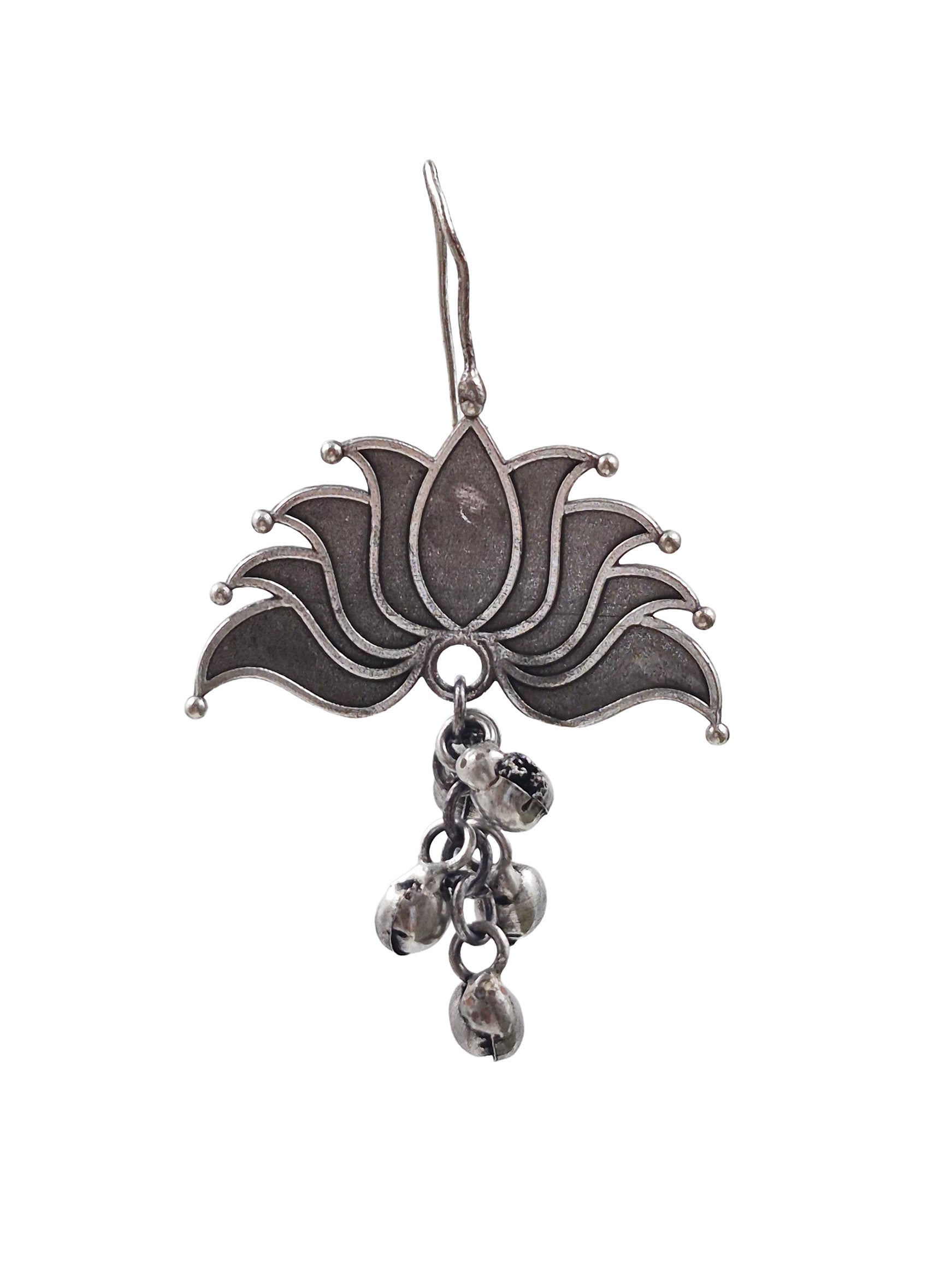 LOTUS SILVER LOOKALIKE DANGLER EARRINGS