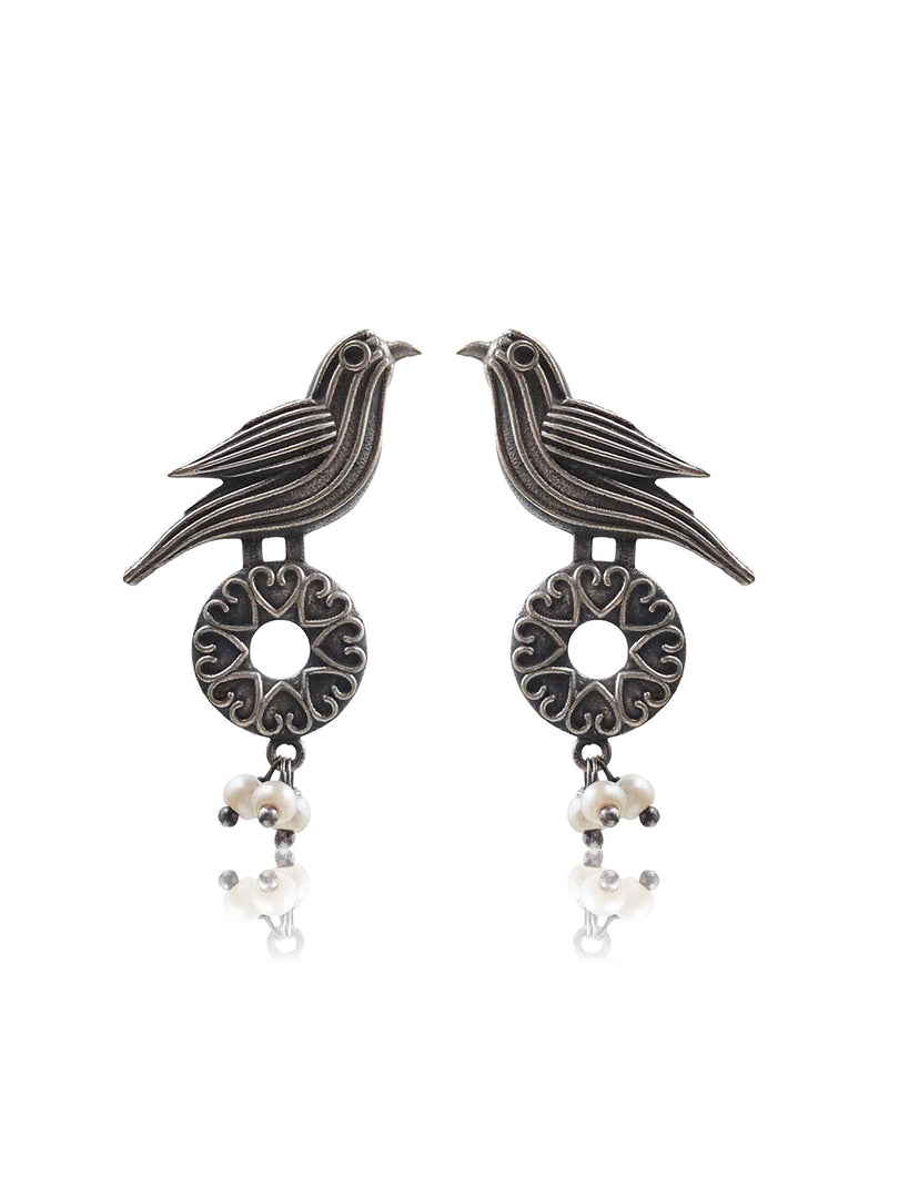 NEHA SILVER LOOKALIKE STUD EARRINGS