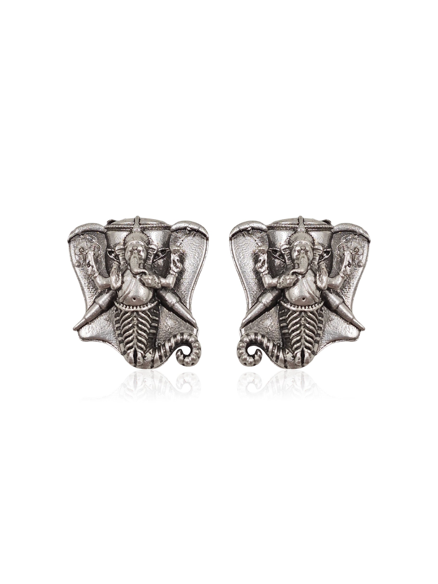 GANESHA SILVER LOOKALIKE STUD EARRING