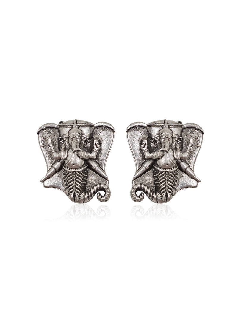 GANESHA SILVER LOOKALIKE STUD EARRING